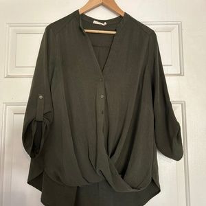 Olive green 3/4 sleeve blouse